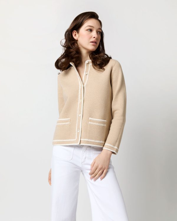 Aubrey Cardigan in Crema Cotton Silk Discount