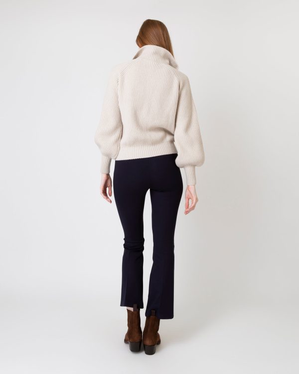 Alya Funnel-Neck Cardigan in Pale Wheat Cashmere on Sale