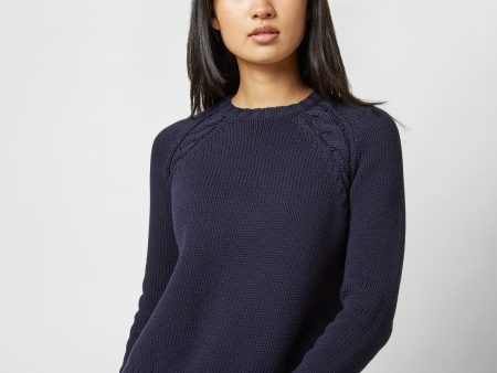 Aria Sweater in Navy Cotton Tape Yarn on Sale