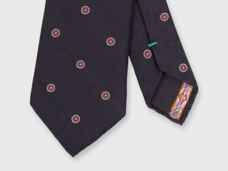 Silk Club Tie in Dark Navy Bullseye For Discount