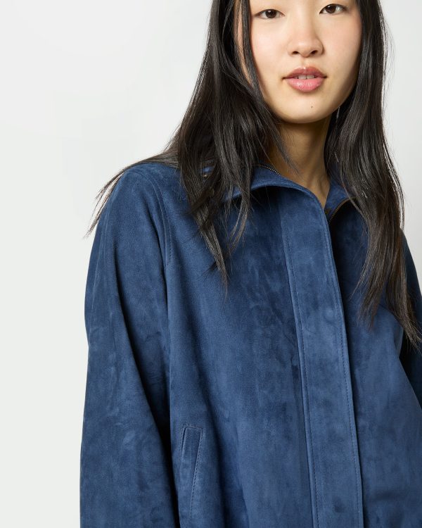 Edith Jacket in Bright Navy Lambskin Suede Discount