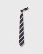 Silk Woven Tie in Navy Bone Yellow Stripe Supply