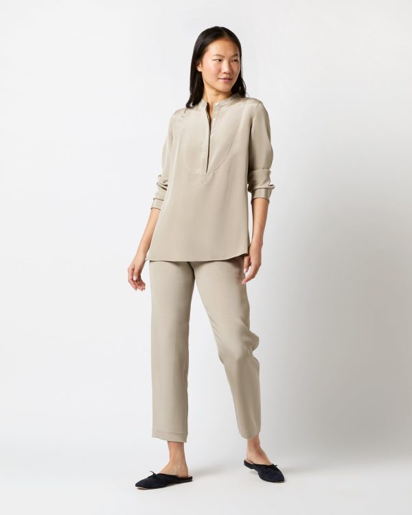 Anna Tunic in Birch Washed Silk Crepe de Chine For Cheap