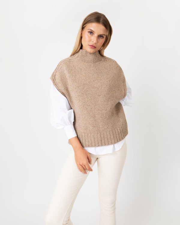 Athena Sweater in Camel Donegal Cashmere Discount