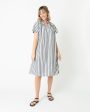 Atelier Volume Kami Dress in Olive Natural Bold Stripe Chambray Sale