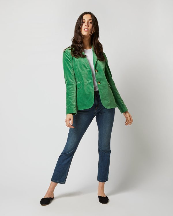 Sarah Jacket in Apple Stretch Velveteen Hot on Sale