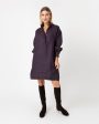 Anaya Popover Dress in Brown Navy Gingham Flannel Online Sale