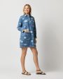 Aurelia Dress in Washed Indigo Patchwork Effect on Sale