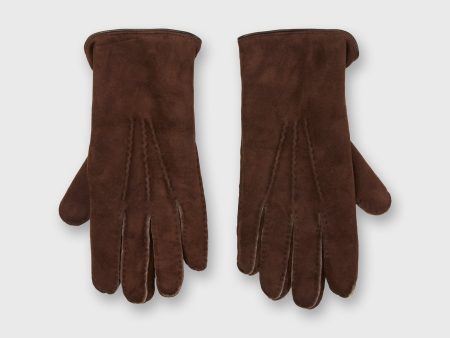 Handmade Sherpa Gloves in Chocolate Suede Cheap