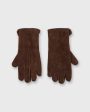 Handmade Sherpa Gloves in Chocolate Suede Cheap