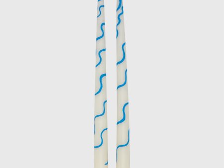 Hand-Painted Taper Candles (Set of 2) in Blue Online now