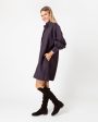 Anaya Popover Dress in Brown Navy Gingham Flannel Online Sale