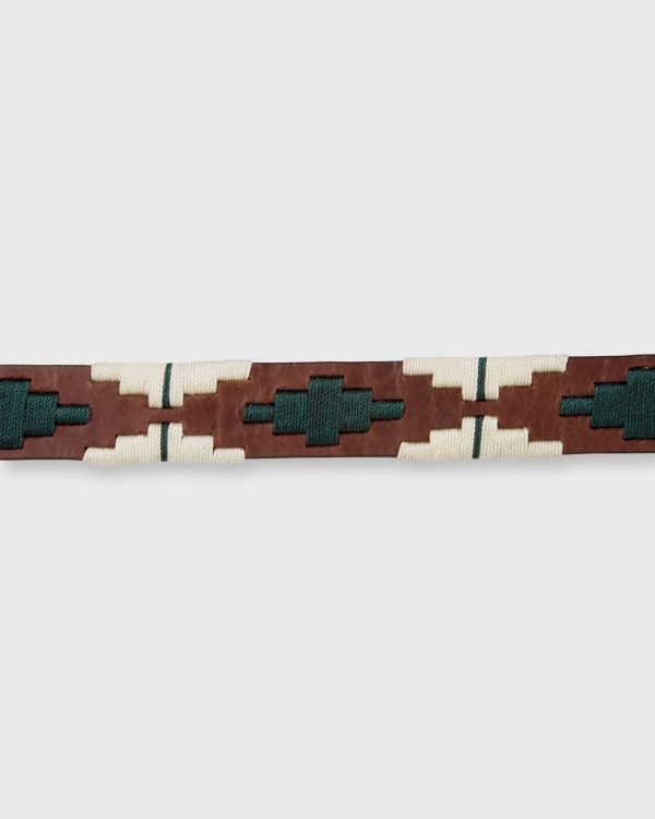 1 1 8  Polo Belt in Green Bone Medium Brown Leather Online now