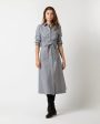 Avery Shirtwaist Dress in Ink Bone Check Stretch Cotton Cheap