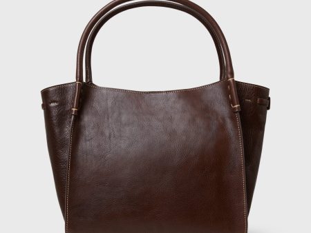 Zoe Tote in Dark Brown Leather Online now