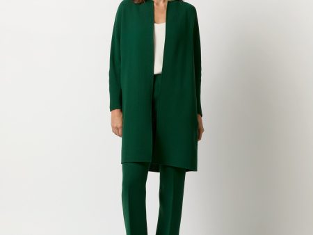 Estelle Coat in Forest Double-Face Stretch Wool Crepe Online Sale