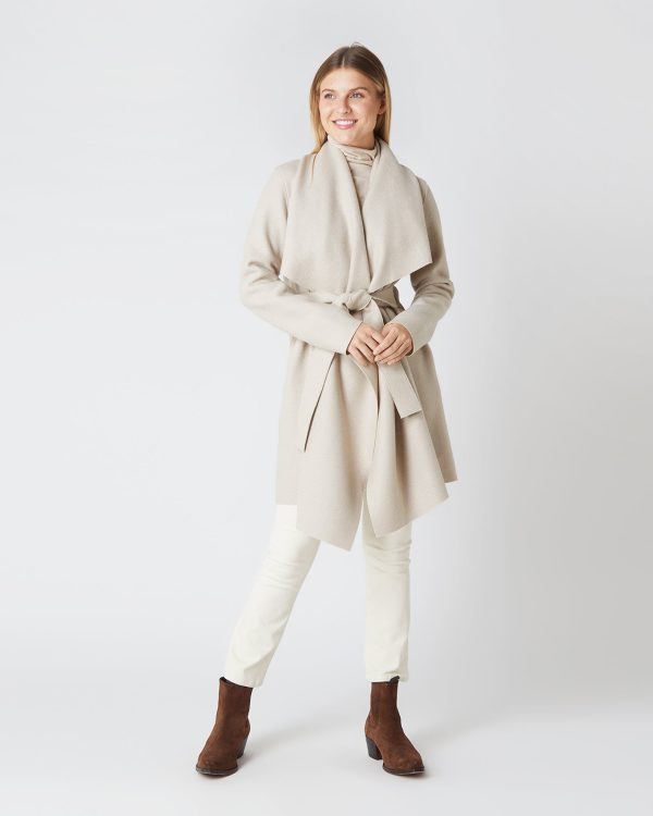 Short Blanket Coat in Almond For Cheap