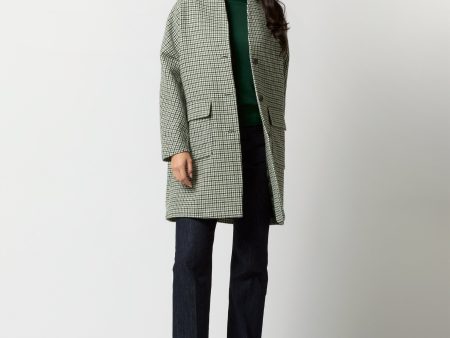 Kennedy Coat in Green Houndstooth Tweed Online now