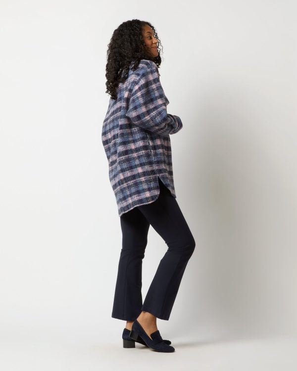 Harveli Checked Coat in Lilac Navy For Cheap