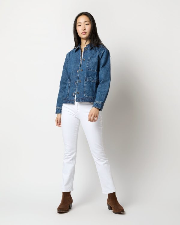 Nikkie Logo Jacket in Washed Indigo Denim on Sale