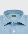 Band-Hem Work Shirt in Extra Light Washed Chambray For Cheap