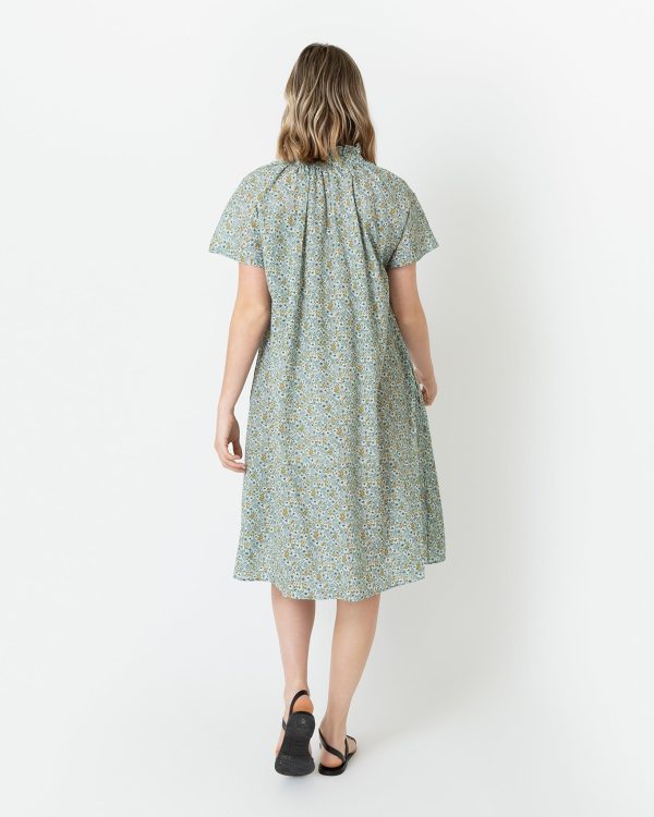 Atelier Volume Kami Dress in Sage Gold Floral Seersucker Online now