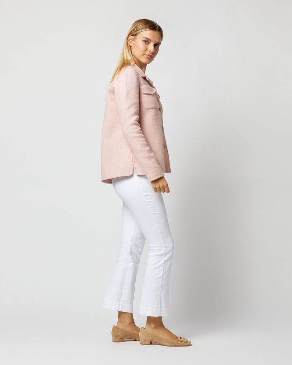 Fiona Shirt Jacket in Rose Ivory Double-Faced Twill Fashion