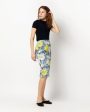 Aurora Skirt in Natural Blue Lemon Floral Stretch Denim For Cheap