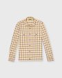 Band-Hem Work Shirt in Bone Yellow Brown Tattersall Brushed Twill For Cheap