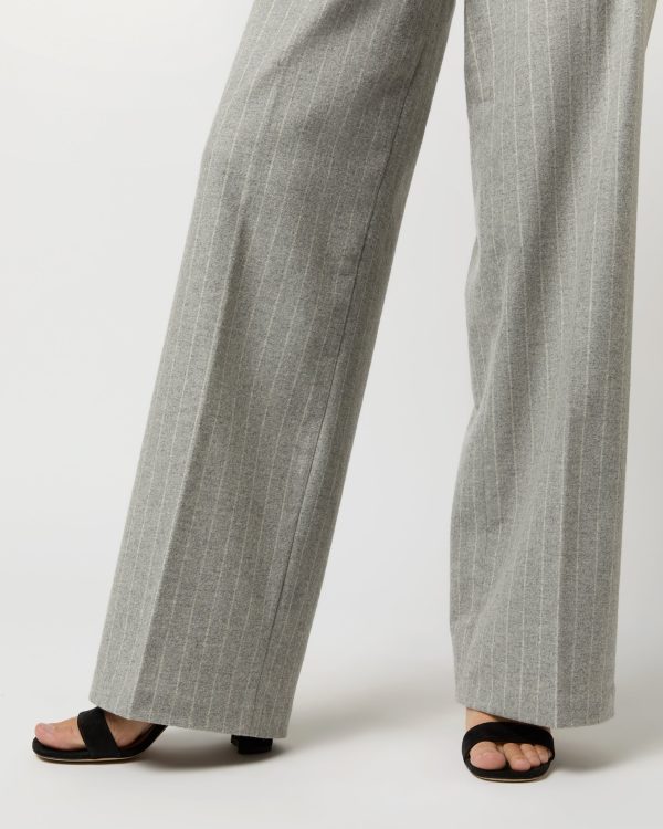 Maura Pull-On Pant in Grey Chalk Stripe Knit Hot on Sale