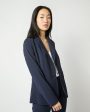 Sarah Jacket in Navy Wool Seersucker Cheap