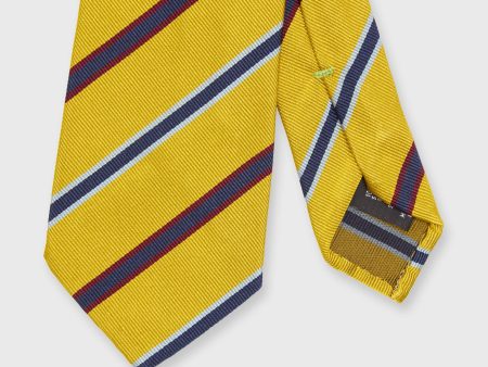 Silk Woven Tie in Yellow Aqua Brick Stripe For Cheap