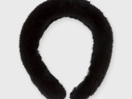 Mink Headband in Black For Sale