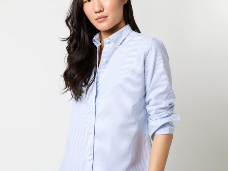 Schoolgirl Shirt in Sky White University Stripe Oxford Supply