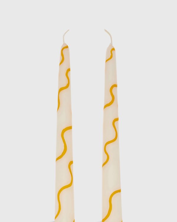 Hand-Painted Taper Candles (Set of 2) in Marigold Discount