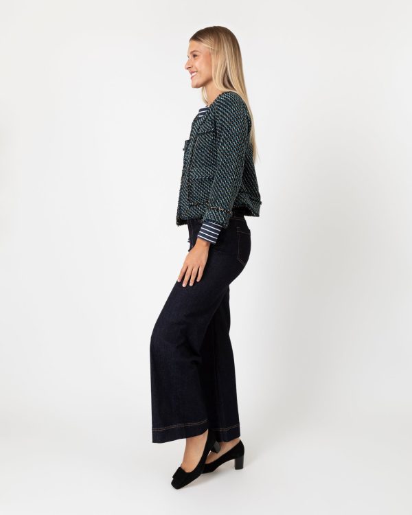 Kiki Jacket in Navy Green Stretch Tweed Online