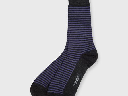 Striped Trouser Dress Socks in Dark Heather Grey Violet Extra Fine Merino Online