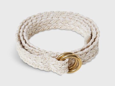 1  Woven Double O-Ring Belt in Bone Cotton Fashion