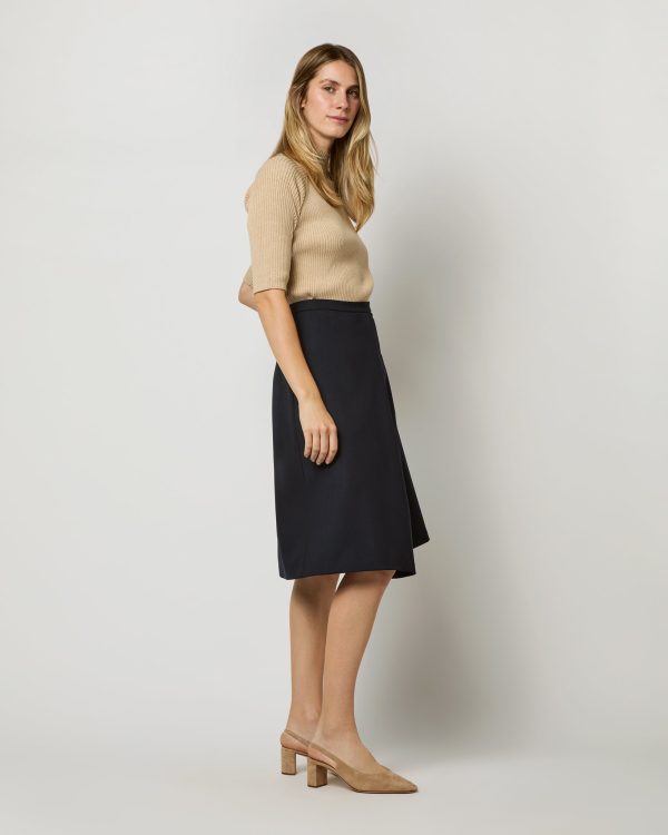 Preston Skirt in Ink Tropical Wool For Cheap