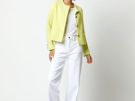 Megan Cardigan Jacket in Citron Bouclé Tweed Hot on Sale