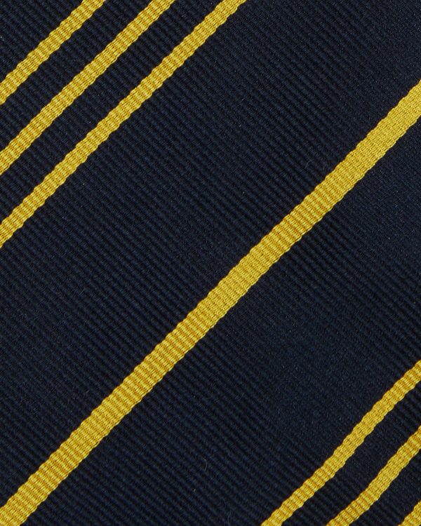 Silk Woven Tie in Navy Gold Multi Stripe For Cheap