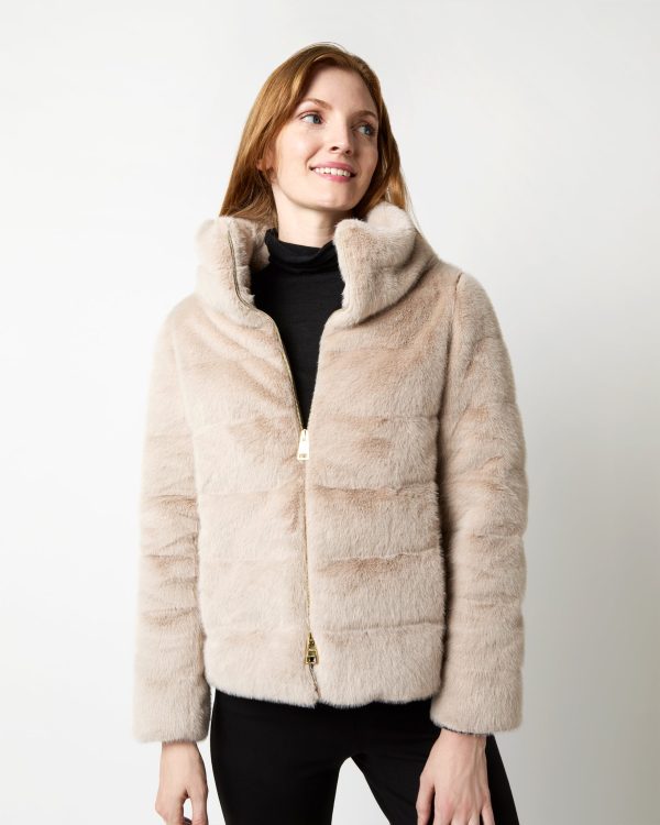 Faux Fur Teddy Jacket in Chantilly Discount