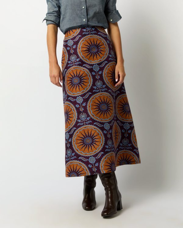 A-Long Skirt in Purple Sovereign Cady Wool For Discount