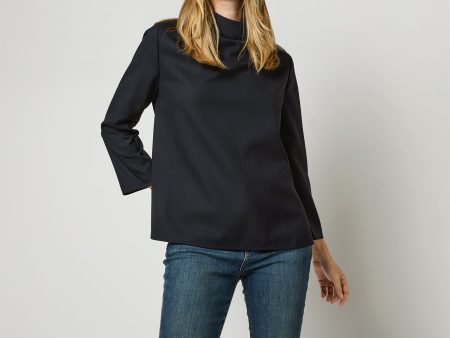 Reese Top in Ink Tropical Wool Hot on Sale