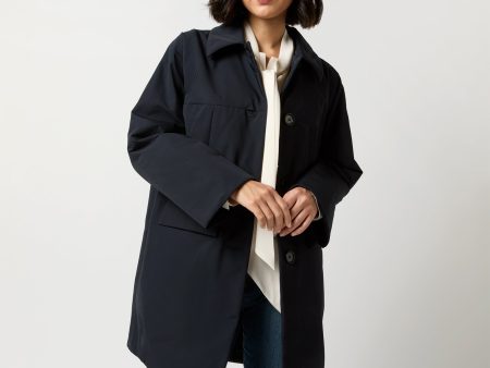 Aveline Coat in Navy Blue Hot on Sale