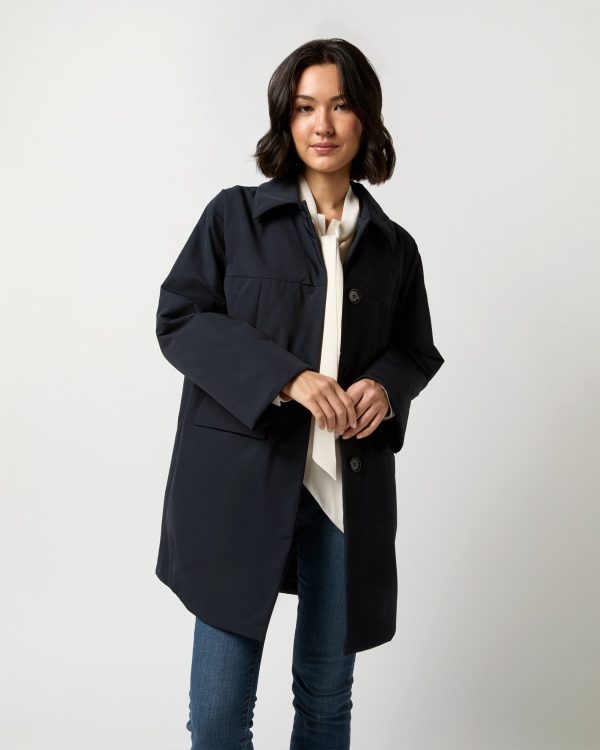 Aveline Coat in Navy Blue Hot on Sale