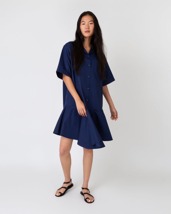 Abito Mod Short Ruffle Dress in Navy Sale