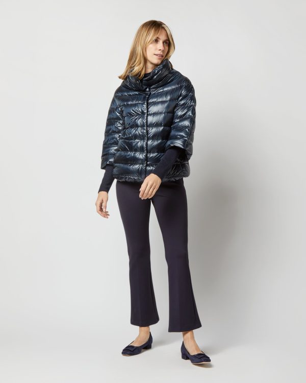 Aminta 3 4 Sleeve Cocoon Coat in Navy Blue Hot on Sale