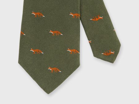 Silk Faille Club Tie in Olive Fox Sale