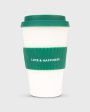 14 oz. Reusable Coffee Cup in White Green Fashion